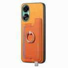 For OPPO A58 4G Retro Magsafe Cross Leather Ring Holder Card Bag Phone Case(Yellow) - 2
