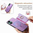 For OPPO A58 4G Retro Magsafe Cross Leather Ring Holder Card Bag Phone Case(Purple) - 3