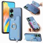 For OPPO A78 4G Retro Magsafe Cross Leather Ring Holder Card Bag Phone Case(Blue) - 1
