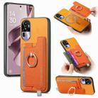 For OPPO Reno10 Pro+ 5G Retro Magsafe Cross Leather Ring Holder Card Bag Phone Case(Yellow) - 1