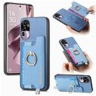 For OPPO Reno10 Pro+ 5G Retro Magsafe Cross Leather Ring Holder Card Bag Phone Case(Blue) - 1