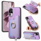 For OPPO Reno10 Pro+ 5G Retro Magsafe Cross Leather Ring Holder Card Bag Phone Case(Purple) - 1