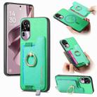 For OPPO Reno10 Pro+ 5G Retro Magsafe Cross Leather Ring Holder Card Bag Phone Case(Green) - 1