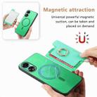For OPPO Reno10 Pro+ 5G Retro Magsafe Cross Leather Ring Holder Card Bag Phone Case(Green) - 3