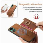 For OPPO Reno8 T / A1 Pro Retro Magsafe Cross Leather Ring Holder Card Bag Phone Case(Brown) - 3