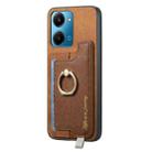 For Honor 100 Pro Retro Magsafe Cross Leather Ring Holder Card Bag Phone Case(Brown) - 2