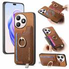 For Honor X50i+ Retro Magsafe Cross Leather Ring Holder Card Bag Phone Case(Brown) - 1