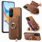 For Honor Play 50 Plus 5G Retro Magsafe Cross Leather Ring Holder Card Bag Phone Case(Brown) - 1