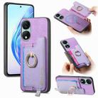 For Honor X7b / Play 8T 5G Retro Magsafe Cross Leather Ring Holder Card Bag Phone Case(Purple) - 1
