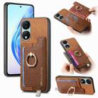 For Honor X7b / Play 8T 5G Retro Magsafe Cross Leather Ring Holder Card Bag Phone Case(Brown) - 1