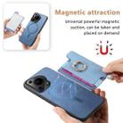 For Huawei Pura 70 Retro Magsafe Cross Leather Ring Holder Card Bag Phone Case(Blue) - 3