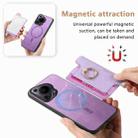 For Huawei Pura 70 Retro Magsafe Cross Leather Ring Holder Card Bag Phone Case(Purple) - 3