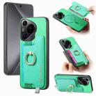 For Huawei Pura 70 Retro Magsafe Cross Leather Ring Holder Card Bag Phone Case(Green) - 1