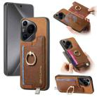 For Huawei Pura 70 Pro Retro Magsafe Cross Leather Ring Holder Card Bag Phone Case(Brown) - 1