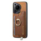 For Huawei Pura 70 Ultra Retro Magsafe Cross Leather Ring Holder Card Bag Phone Case(Brown) - 2