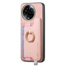 For Realme 11 4G Global Retro Magsafe Cross Leather Ring Holder Card Bag Phone Case(Pink) - 2