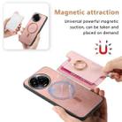 For Realme 11 4G Global Retro Magsafe Cross Leather Ring Holder Card Bag Phone Case(Pink) - 3