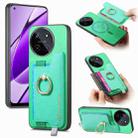 For Realme 11 4G Global Retro Magsafe Cross Leather Ring Holder Card Bag Phone Case(Green) - 1