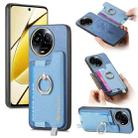 For Realme 11 5G Global Retro Magsafe Cross Leather Ring Holder Card Bag Phone Case(Blue) - 1