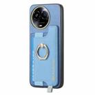 For Realme 11 5G Global Retro Magsafe Cross Leather Ring Holder Card Bag Phone Case(Blue) - 2
