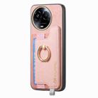 For Realme GT Neo5 SE 5G Retro Magsafe Cross Leather Ring Holder Card Bag Phone Case(Pink) - 2