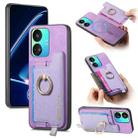 For Realme GT Neo5 SE 5G Retro Magsafe Cross Leather Ring Holder Card Bag Phone Case(Purple) - 1