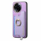 For Realme GT Neo5 SE 5G Retro Magsafe Cross Leather Ring Holder Card Bag Phone Case(Purple) - 2