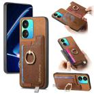 For Realme GT Neo5 SE 5G Retro Magsafe Cross Leather Ring Holder Card Bag Phone Case(Brown) - 1