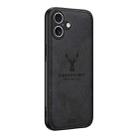 For iPhone 16 Plus Deer Head Cloth Skin All-inclusive Phone Case(Black) - 1