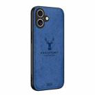 For iPhone 16 Plus Deer Head Cloth Skin All-inclusive Phone Case(Blue) - 1