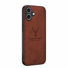 For iPhone 16 Plus Deer Head Cloth Skin All-inclusive Phone Case(Brown) - 1