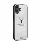 For iPhone 16 Plus Deer Head Cloth Skin All-inclusive Phone Case(White) - 1