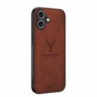 For iPhone 16 Deer Head Cloth Skin All-inclusive Phone Case(Brown) - 1