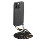 For iPhone 16 Pro Max Carbon Fiber Texture Leather Back Phone Case with Crossbody Strap(Black) - 1