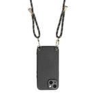 For iPhone 16 Pro Max Carbon Fiber Texture Leather Back Phone Case with Crossbody Strap(Black) - 3