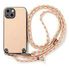 For iPhone 16 Pro Max Carbon Fiber Texture Leather Back Phone Case with Crossbody Strap(Khaki) - 2