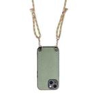 For iPhone 15 Pro Max Carbon Fiber Texture Leather Back Phone Case with Crossbody Strap(Green) - 3