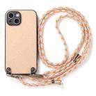 For iPhone 15 Pro Max Carbon Fiber Texture Leather Back Phone Case with Crossbody Strap(Khaki) - 2