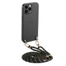 For iPhone 15 Pro Carbon Fiber Texture Leather Back Phone Case with Crossbody Strap(Black) - 1