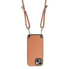 For iPhone 15 Pro Carbon Fiber Texture Leather Back Phone Case with Crossbody Strap(Brown) - 3