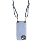 For iPhone 15 Plus Carbon Fiber Texture Leather Back Phone Case with Crossbody Strap(Blue) - 3