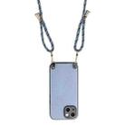 For iPhone 14 Pro Max Carbon Fiber Texture Leather Back Phone Case with Crossbody Strap(Blue) - 3