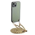 For iPhone 13 mini Carbon Fiber Texture Leather Back Phone Case with Crossbody Strap(Green) - 1