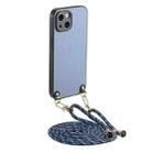 For iPhone 13 mini Carbon Fiber Texture Leather Back Phone Case with Crossbody Strap(Blue) - 1