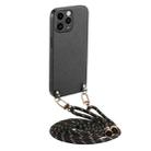 For iPhone 11 Pro Carbon Fiber Texture Leather Back Phone Case with Crossbody Strap(Black) - 1