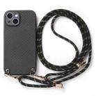 For iPhone 11 Pro Carbon Fiber Texture Leather Back Phone Case with Crossbody Strap(Black) - 2