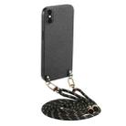 For iPhone XS Max Carbon Fiber Texture Leather Back Phone Case with Crossbody Strap(Black) - 1