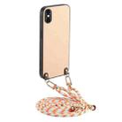 For iPhone XS Max Carbon Fiber Texture Leather Back Phone Case with Crossbody Strap(Khaki) - 1