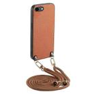 For iPhone 7 / 8 / SE 2022 / SE 2020 Carbon Fiber Texture Leather Back Phone Case with Crossbody Strap(Brown) - 1