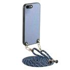 For iPhone 7 / 8 / SE 2022 / SE 2020 Carbon Fiber Texture Leather Back Phone Case with Crossbody Strap(Blue) - 1